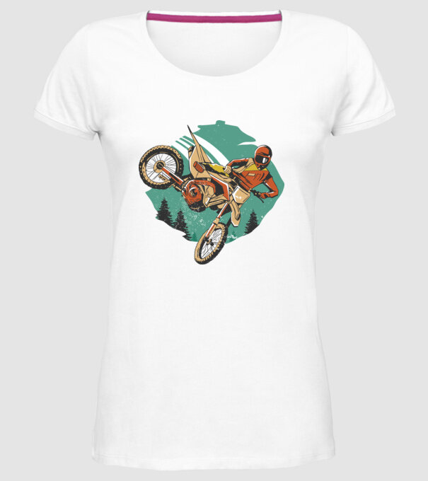 Motociclist motocros model alb pe tricou