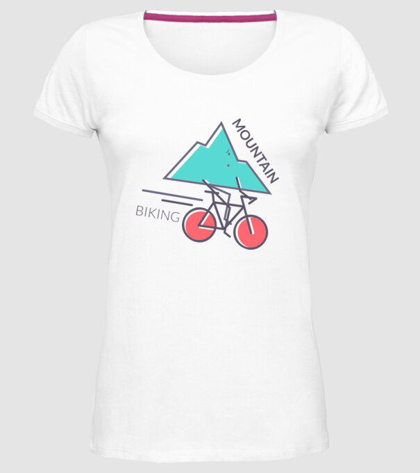 Mountain Biking model alb pe tricou