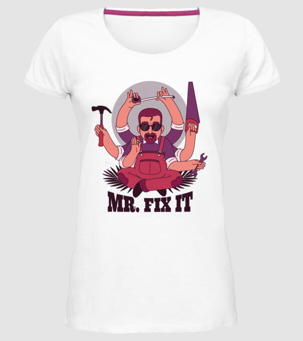 Dl. Fix It - om priceput la toate model alb pe tricou