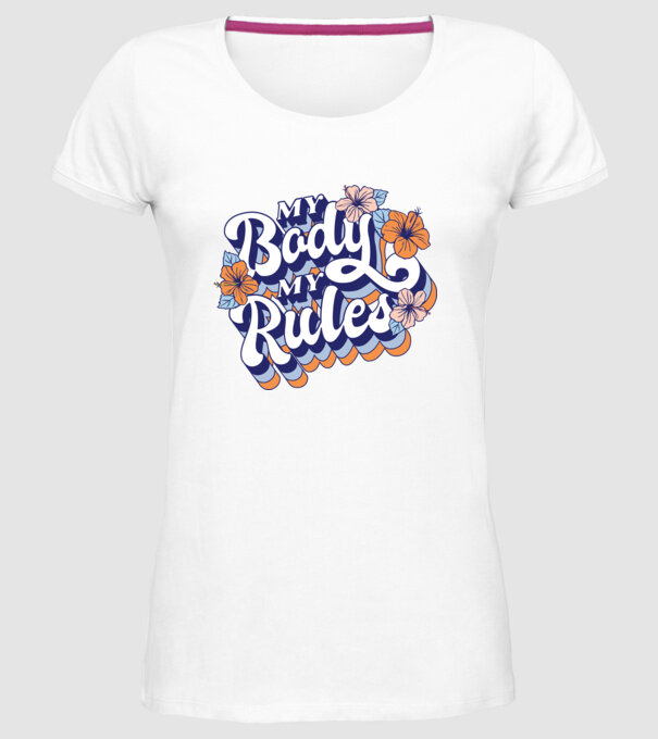 My Body My Rules model alb pe tricou