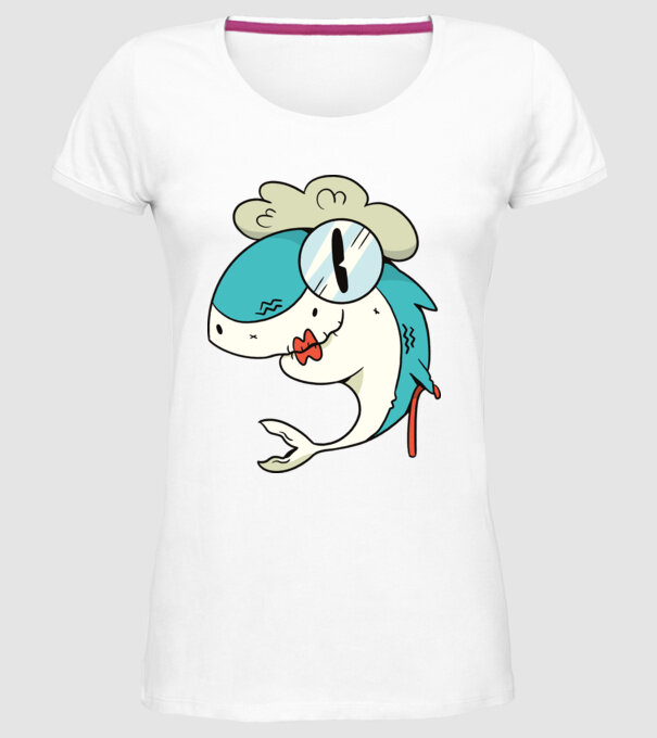Bunică Rechin model alb pe tricou