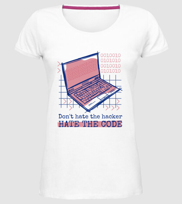 Nu urî hackerul, urăște codul model alb pe tricou