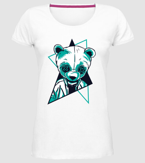 Panda Neon model alb pe tricou
