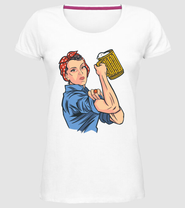 Emanciparea femeilor Bere model alb pe tricou