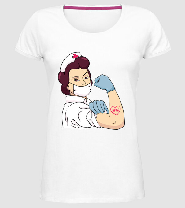 Soră Asistentă model alb pe tricou