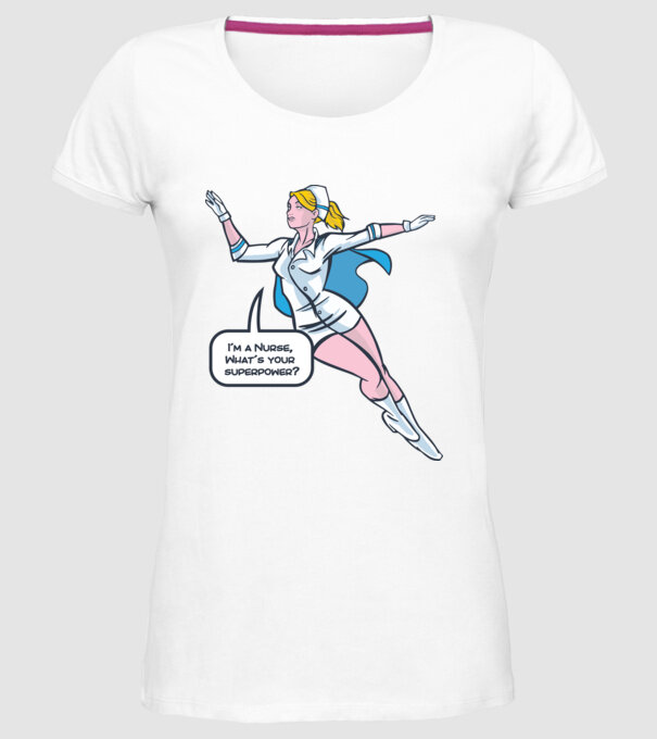 Sunt asistentă medicală, care este superputerea ta? model alb pe tricou