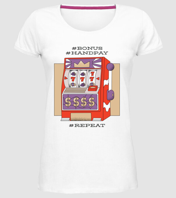 Slot machine model alb pe tricou