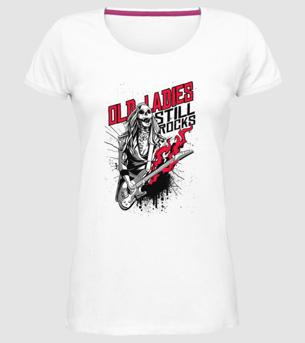 Old Ladies still Rocks model alb pe tricou