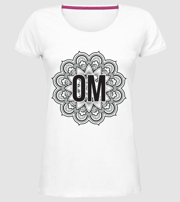 OM Mandala model alb pe tricou