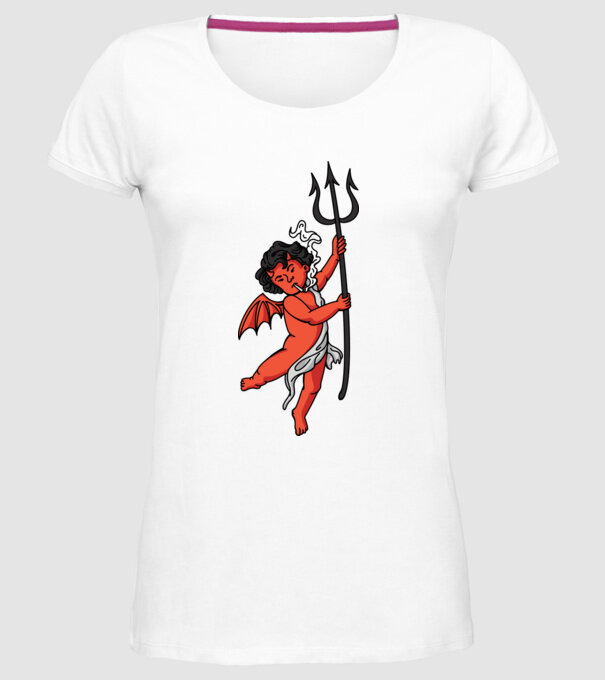 Diavol cu Țigaretă model alb pe tricou