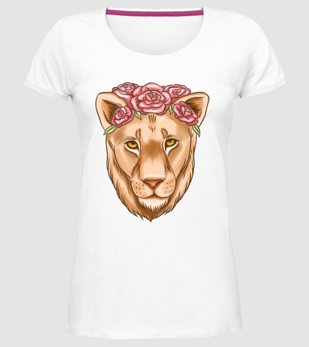 Doamnă leu model alb pe tricou