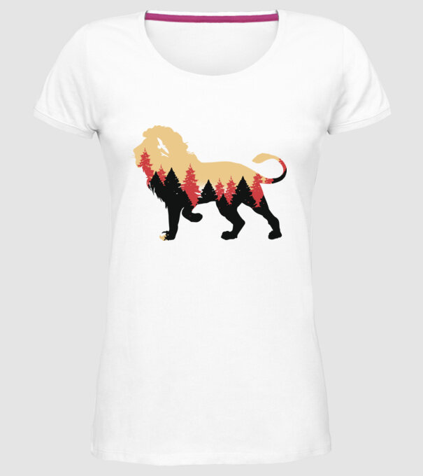 Siluetă Leu model alb pe tricou