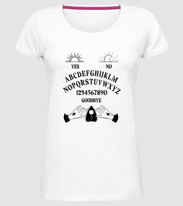 Motiv Ouija model alb pe tricou