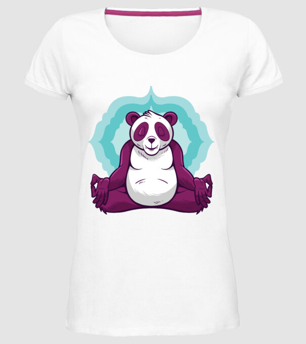 Panda Meditație model alb pe tricou