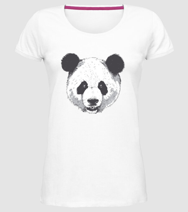 Cap de panda model alb pe tricou