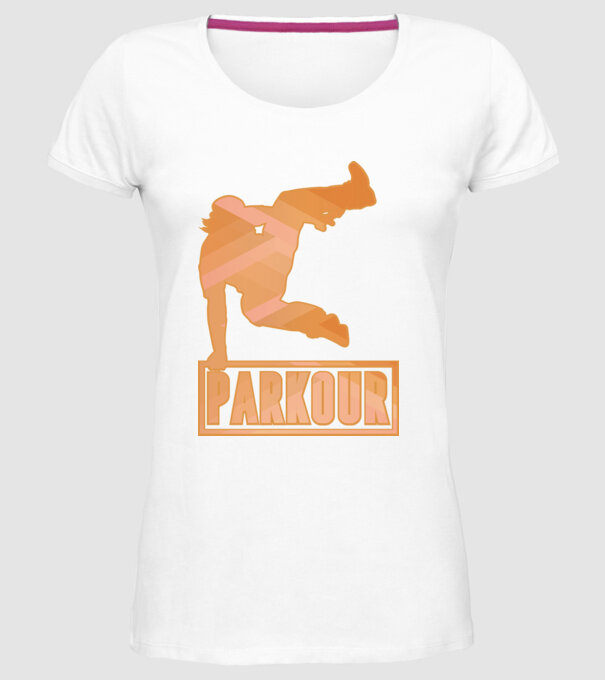 Tricou Parkour cu inscripție model alb pe tricou
