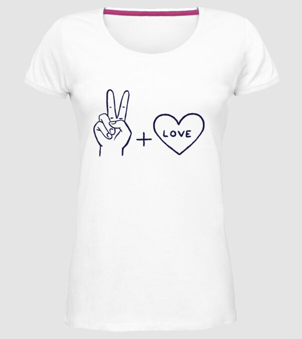 Peace + Love model alb pe tricou