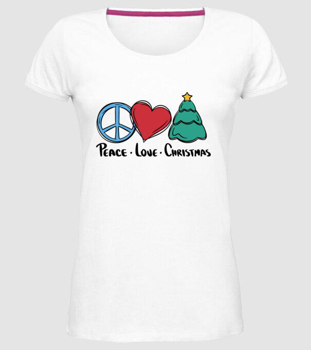 Peace Love Crăciun model alb pe tricou
