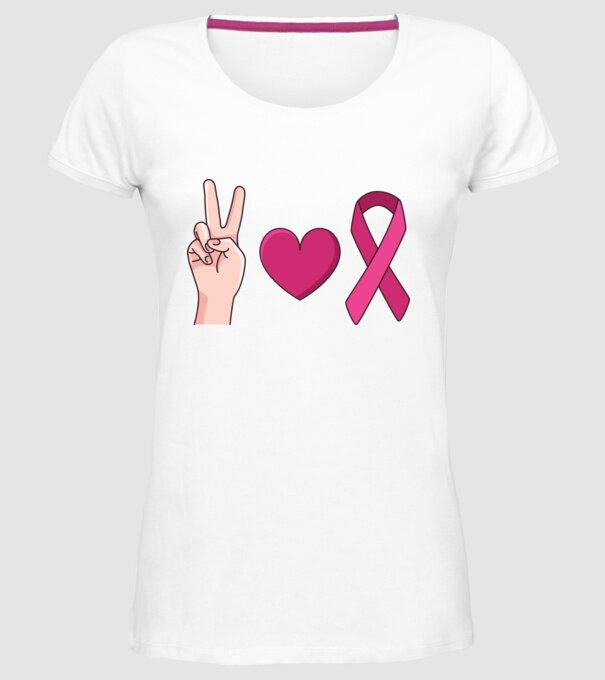 Peace Love lupta împotriva cancerului de sân model alb pe tricou