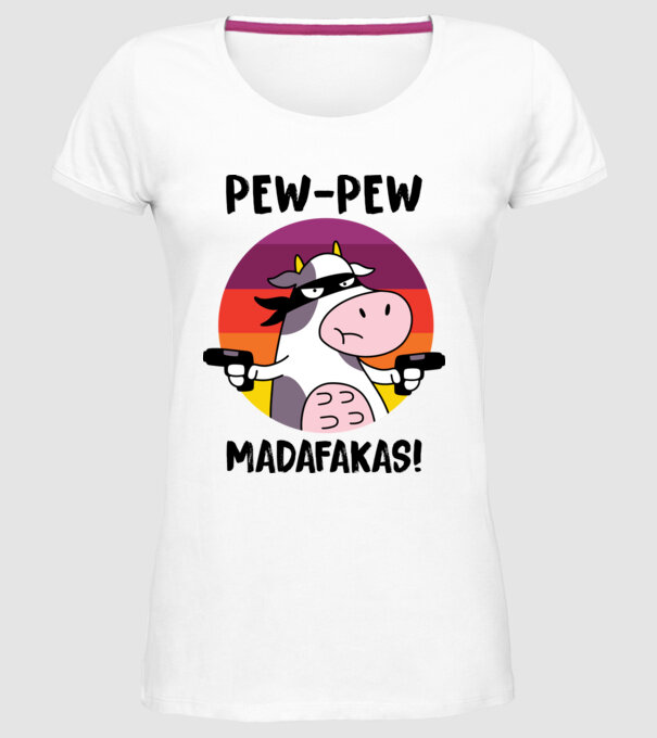 Pew Pew Pew Madafakas Vacă alb model alb pe tricou