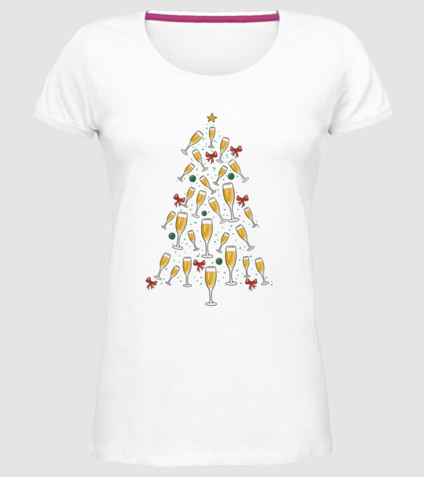 Pom de Crăciun cu Șampanie model alb pe tricou
