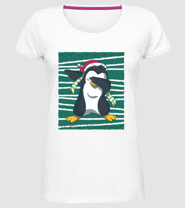 Pinguin DAB Crăciun model alb pe tricou