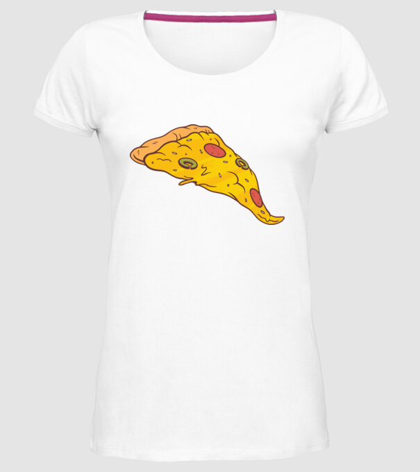Felie de pizza Cuplu model alb pe tricou