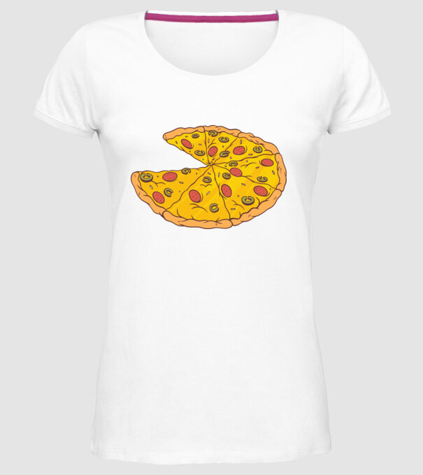 Felii de pizza Cuplu model alb pe tricou