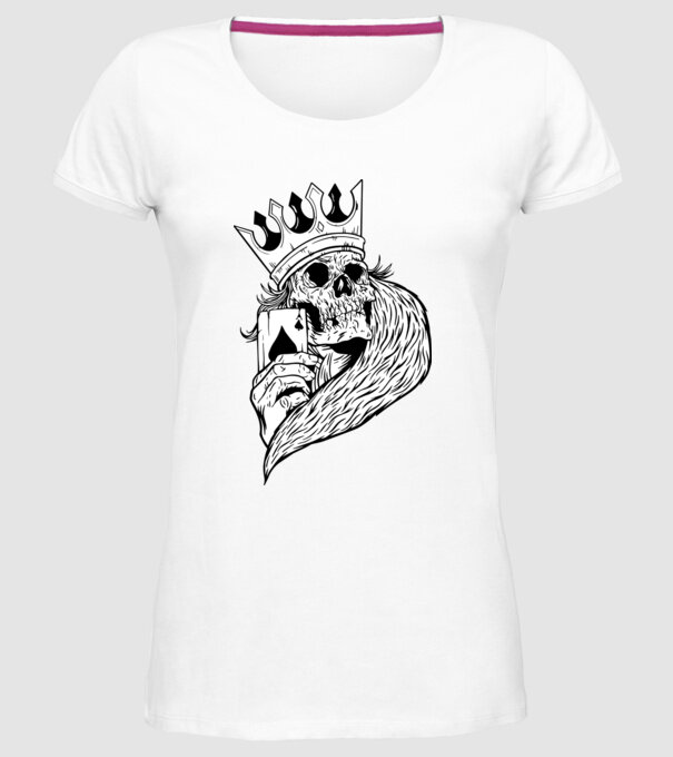 Craniu Poker model alb pe tricou