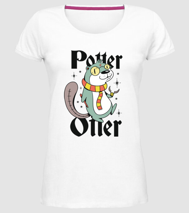 Potter Otter Vidra model alb pe tricou