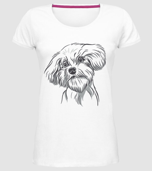 Câine Pudel model alb pe tricou