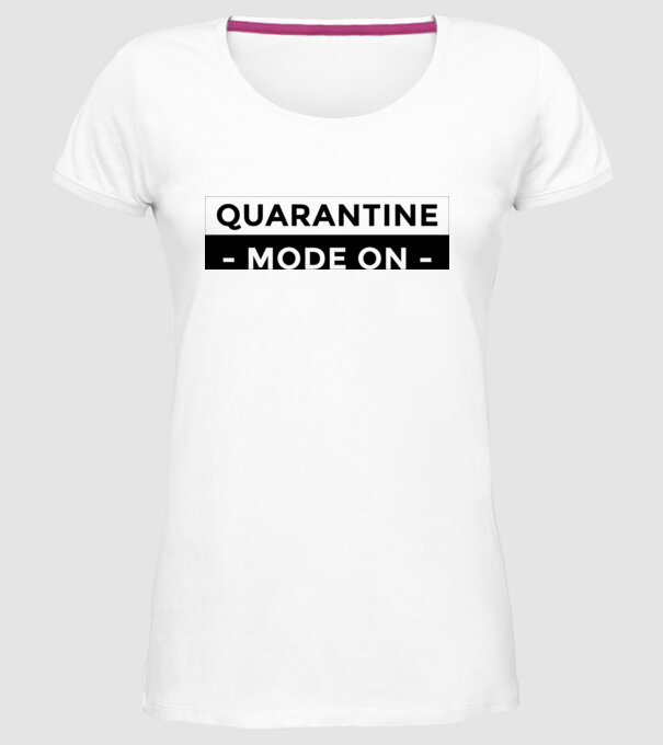 Quarantine mode on model alb pe tricou