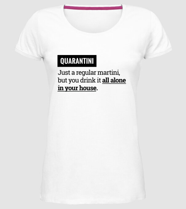 Quarantini - Martini model alb pe tricou