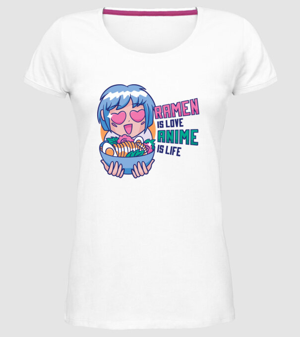 Ramen is Love Anime is Life model alb pe tricou