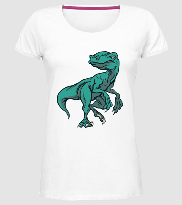 Dinozaur Raptor model alb pe tricou