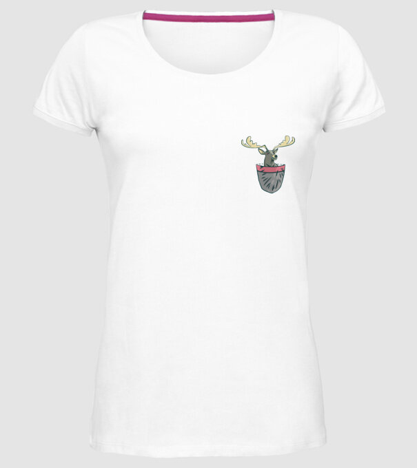 buzunar ren model alb pe tricou