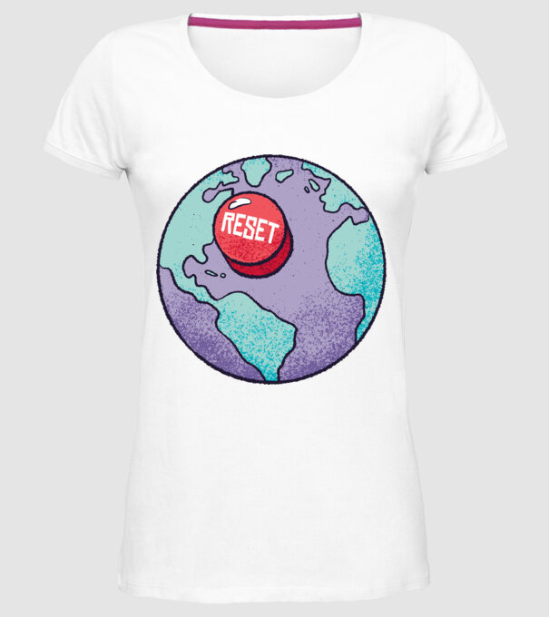 Reset Pământ model alb pe tricou