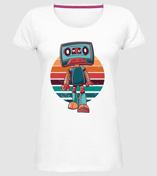 Robot Casetă retro model alb pe tricou