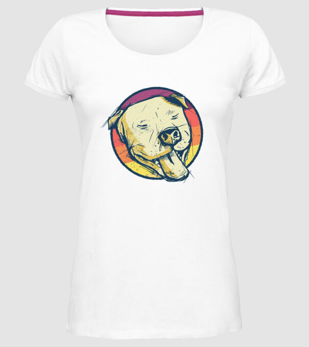 Cap Pitbull retro model alb pe tricou