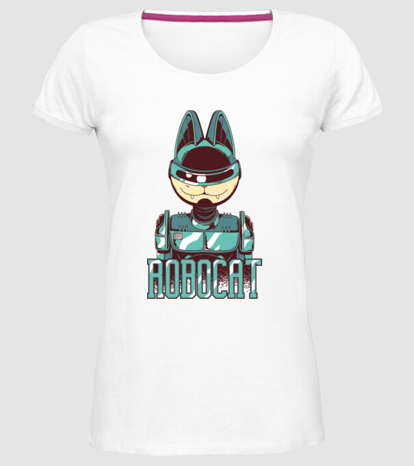 Robocat - Pisică Robot model alb pe tricou