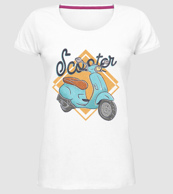 Scooter model alb pe tricou