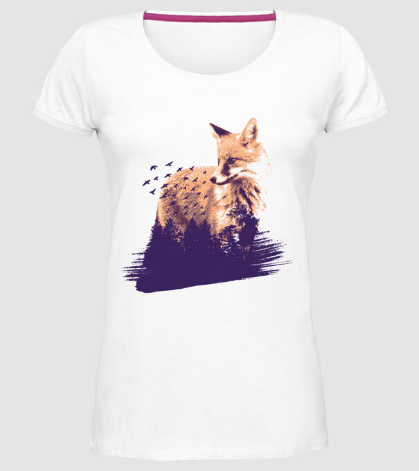 Vulpe Pădure model alb pe tricou