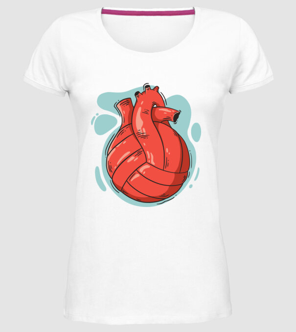 Inimă volei model alb pe tricou