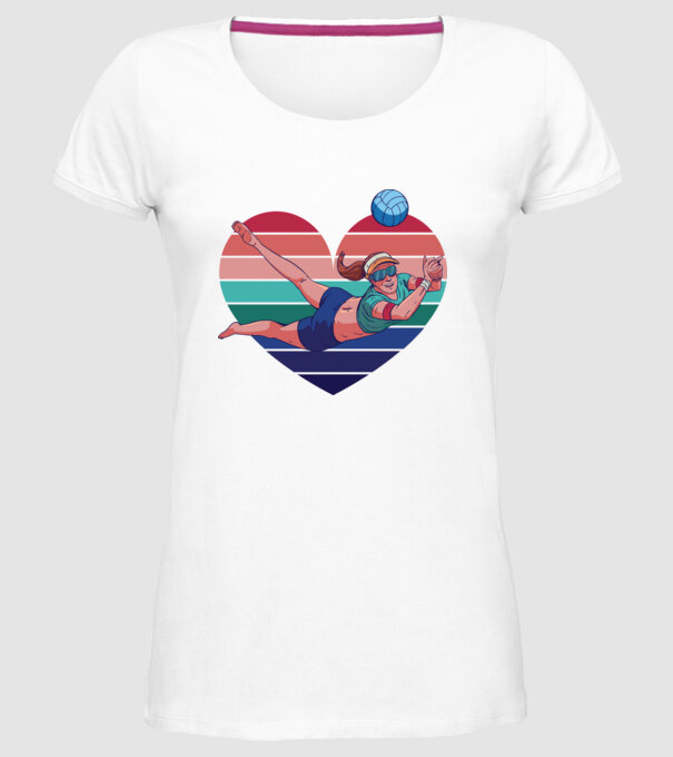 voleibalist retro model alb pe tricou