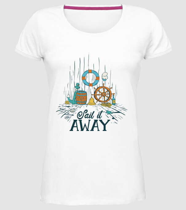 Sail it away model alb pe tricou