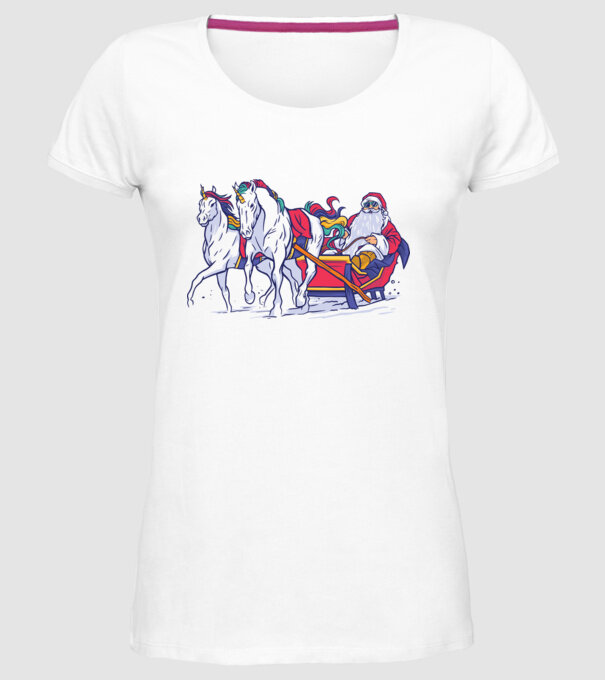 Santa Unicorn Moș Crăciun model alb pe tricou
