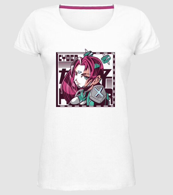 Anime fată Sci-fi model alb pe tricou