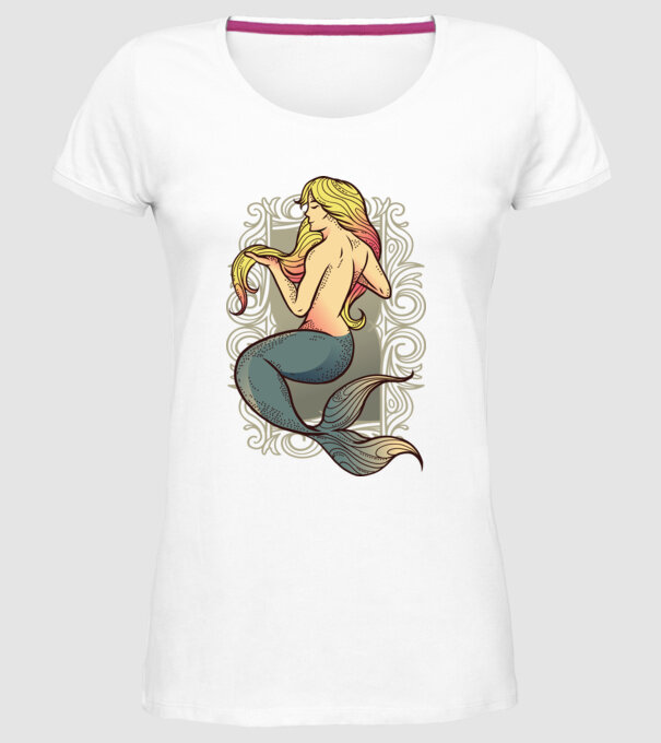 Sirenă model alb pe tricou