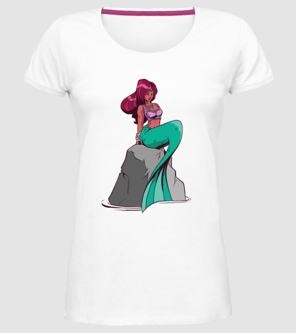 Sirenă model alb pe tricou