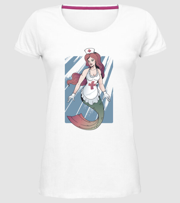 Infirmieră sirenă model alb pe tricou